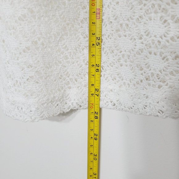 Joy Joy Sheer Lace Coquette Coverup Dress Short Sleeve White Ruffle Trim Elegant - Picture 7 of 8